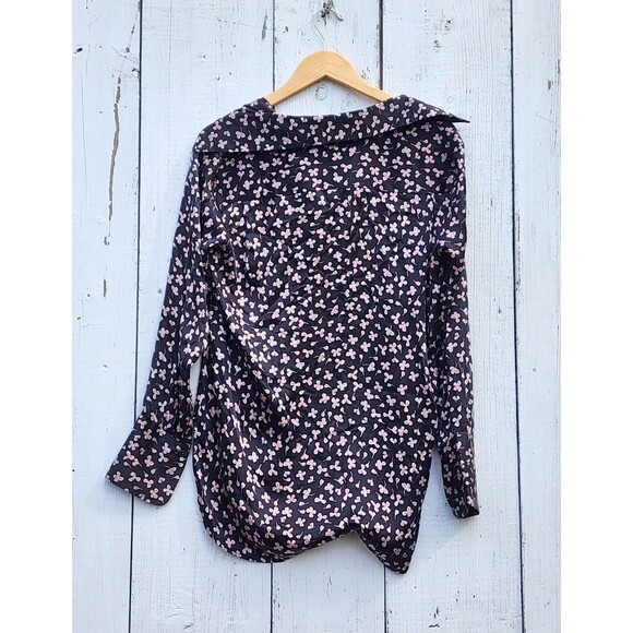 EQUIPMENT Femme Nela Black Pink Floral SILK Button Blouse Sz S MISSING BOW - Picture 8 of 12